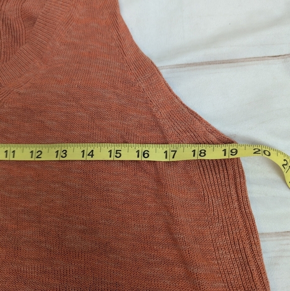 Anthropologie Desmond Rust Orange VNeck Linen Blend Knit Tunic Top Sweater Large - Picture 10 of 10